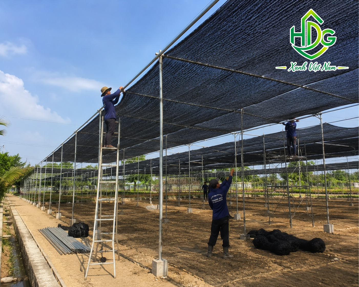 Thi công lưới che nắng đài loan 230g
