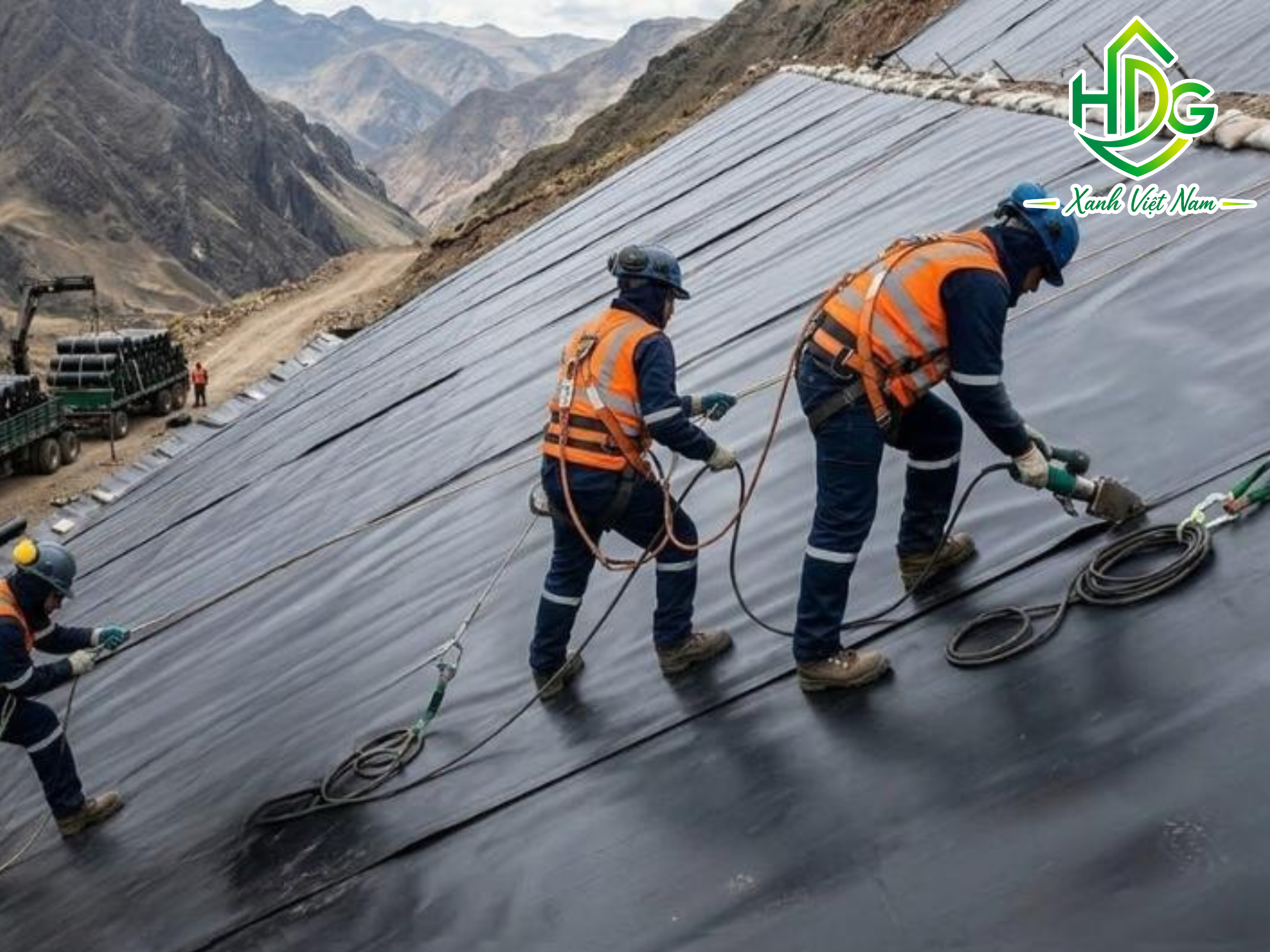 thi công thực tế màng chống thấm HDPE