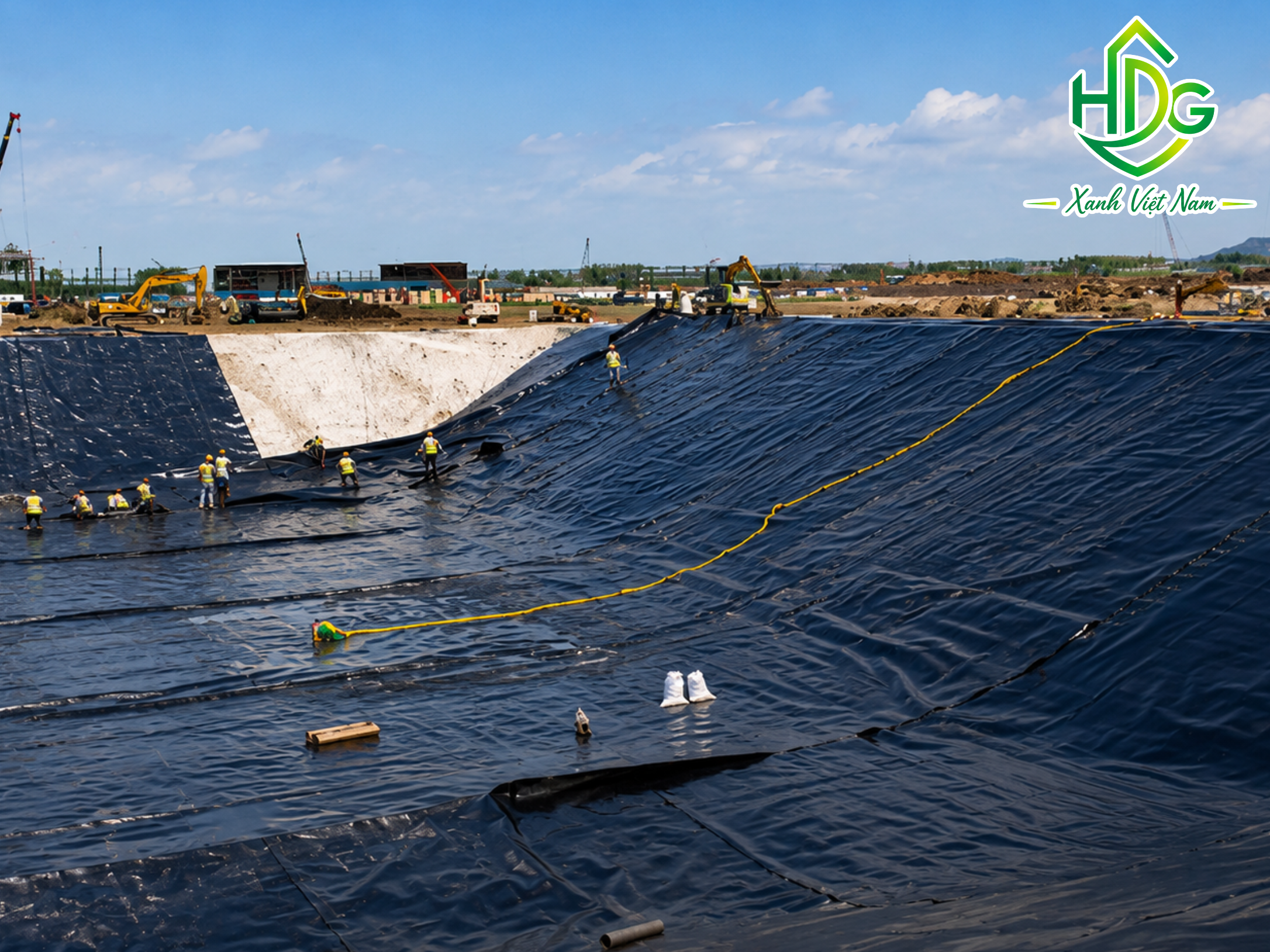 cận cảnh bề mặt màng chống thấm HDPE dưới ánh nắng mặt trời