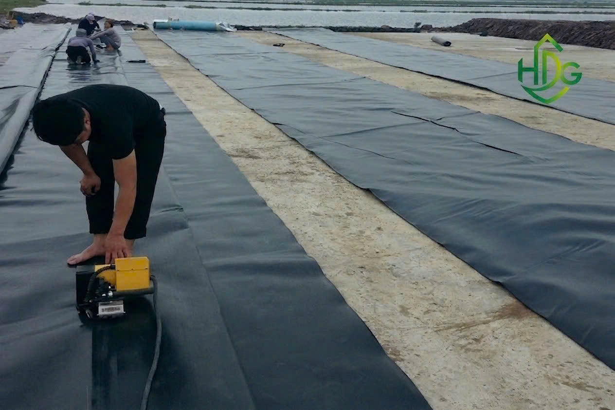 Thi công bạt chống thấm HDPE 0.3mm