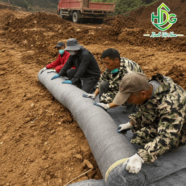 Bề mặt thảm CC8 kiên cố giúp bảo vệ mái dốc an toàn trước tác động khắc nghiệt của thời tiết